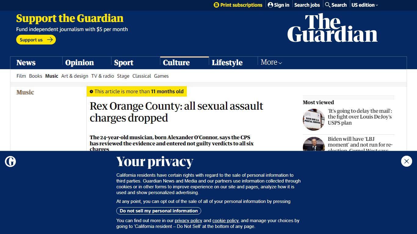 Rex Orange County: all sexual assault charges dropped